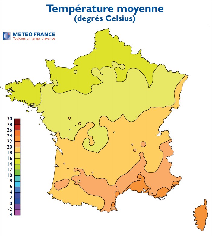 Карта климата франции