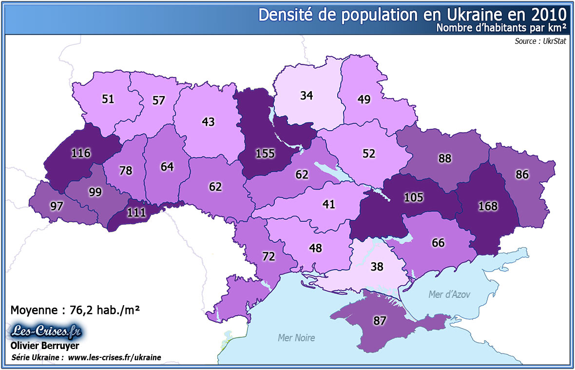 Украина карта плотности населения